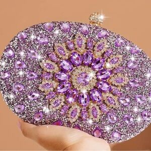 NEW WITH TAGS✨ Purple Crystal Rhinestone Evening Clutch Bag